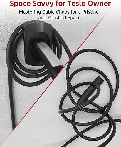 Miniatura 3 de MCEVKELN Soporte para cargador EV Tesla, boquilla para cargador de automóvil, soporte para cables, montaje en pared, tornillos, NACS, negro, soporte