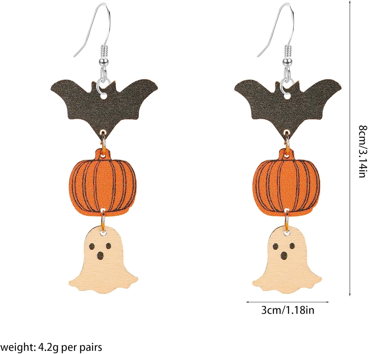 GBAHFY Halloween Gothic Bat Ghost Pumpkin Dangle Earrings Pumpkin Maple Leaf Coffee Cup Drop Earrings for Women - Image 2