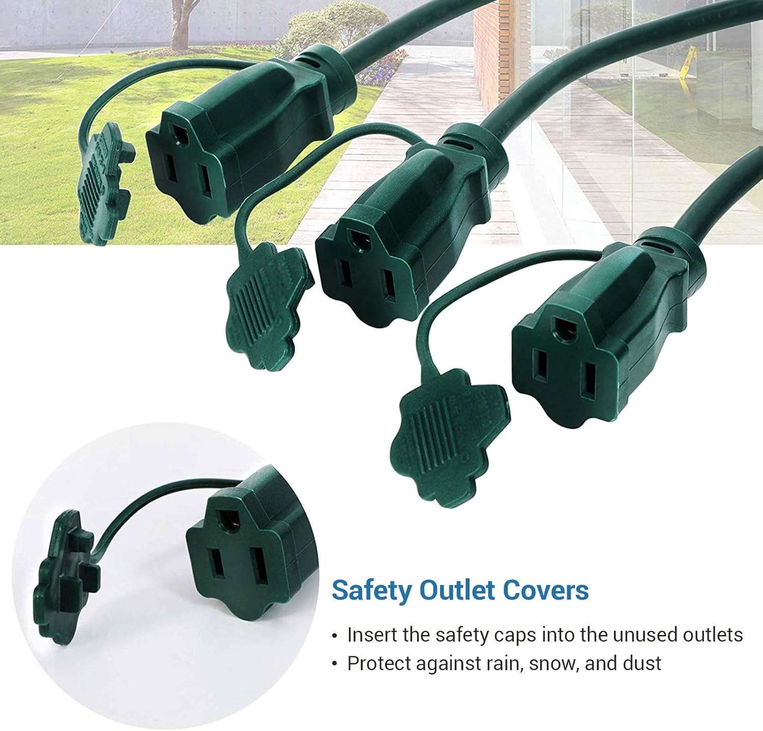 DEWENWILS Outdoor Extension Cord 1 to 3 Splitter, 3 Prong Outlets Plugs, Max 28ft End to End (40 FT Total),16/3C SJTW Weatherproof Wire for Christmas String Lights Other Appliances, ETL Listed - - 