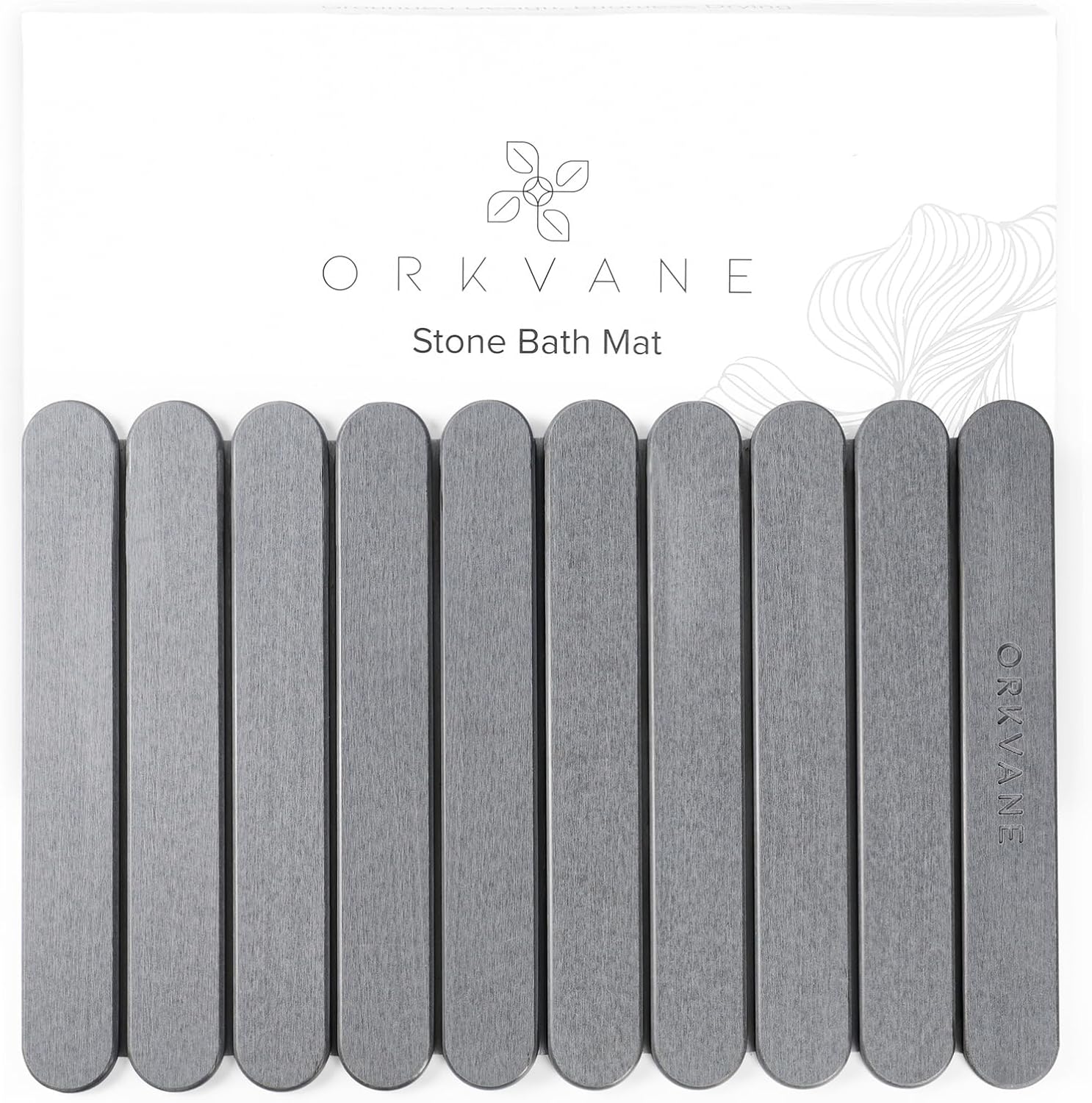 Large Stone Bath Mat (28" x 19") – Foldable Diatomaceous Earth Bath Mat for Bathroom – Quick Dry, Super Absorbent, Non-Slip, Easy to Clean – Spa-Inspired Design – Orkvane – Mineral Grey