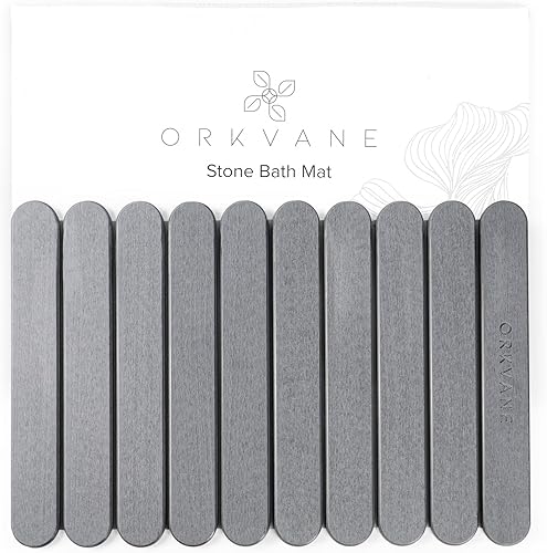 Alfombra de baño grande de piedra (28 x 19 pulgadas), plegable con tierra de diatomeas para baño, secado rápido, superabsorbente, antideslizante,