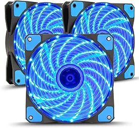 Kit 3 Cooler Fan Led Azul 120mm Silencioso Ventoinha Gabinete Cpu Pc Gamer
