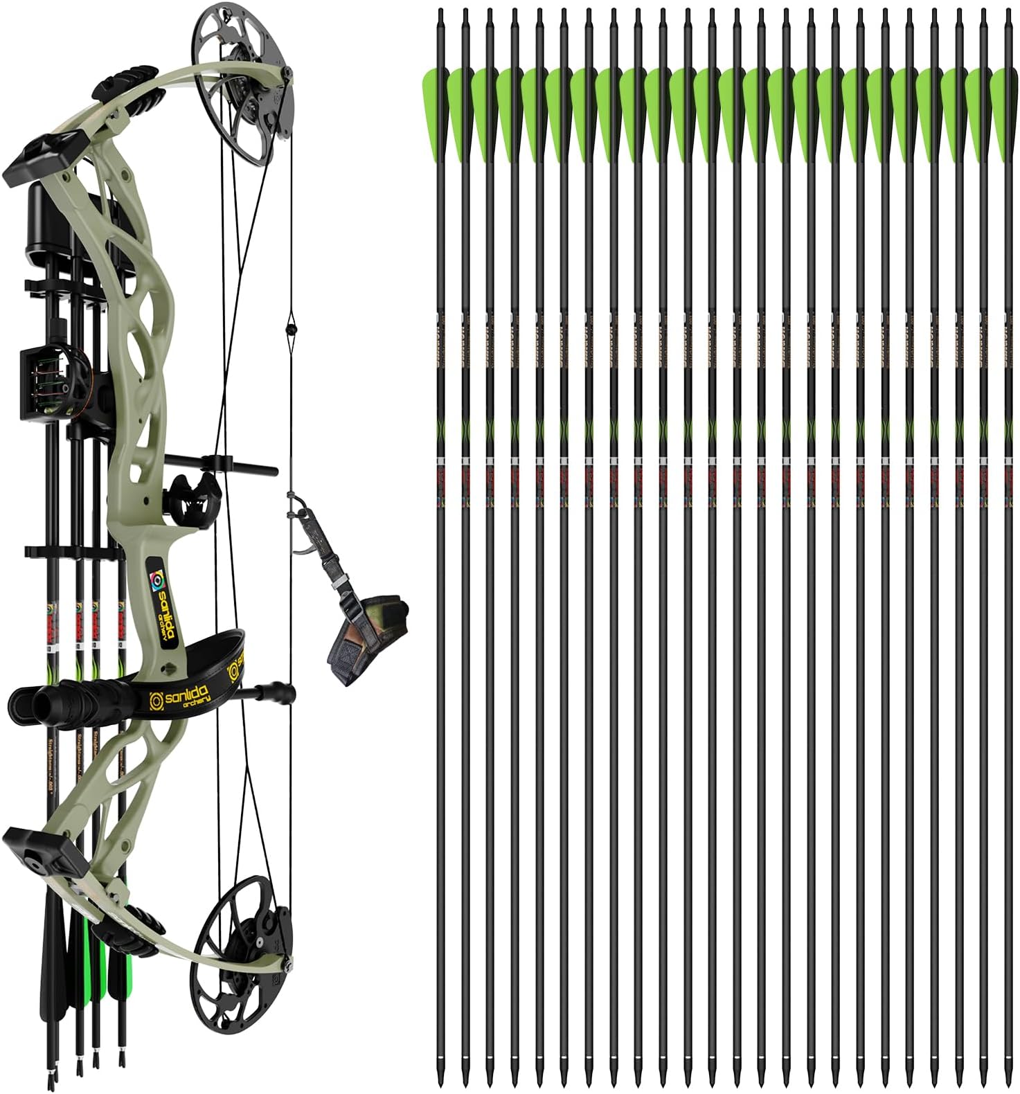 Dragon X9 Compound Bow Kit (Wilderness) and 24 Pcs 100% Pure Carbon Arrows (350 Spine)