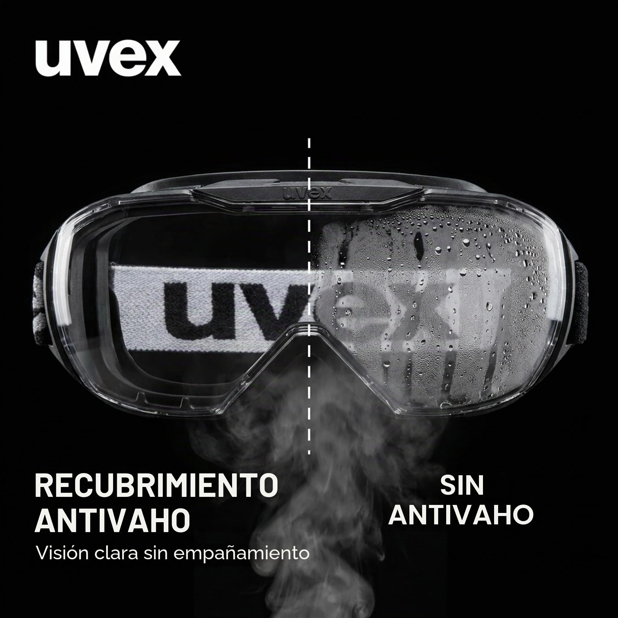 Gafas megasónicas Uvex para gente que usa gafas, sin niebla y resistentes a los arañazos