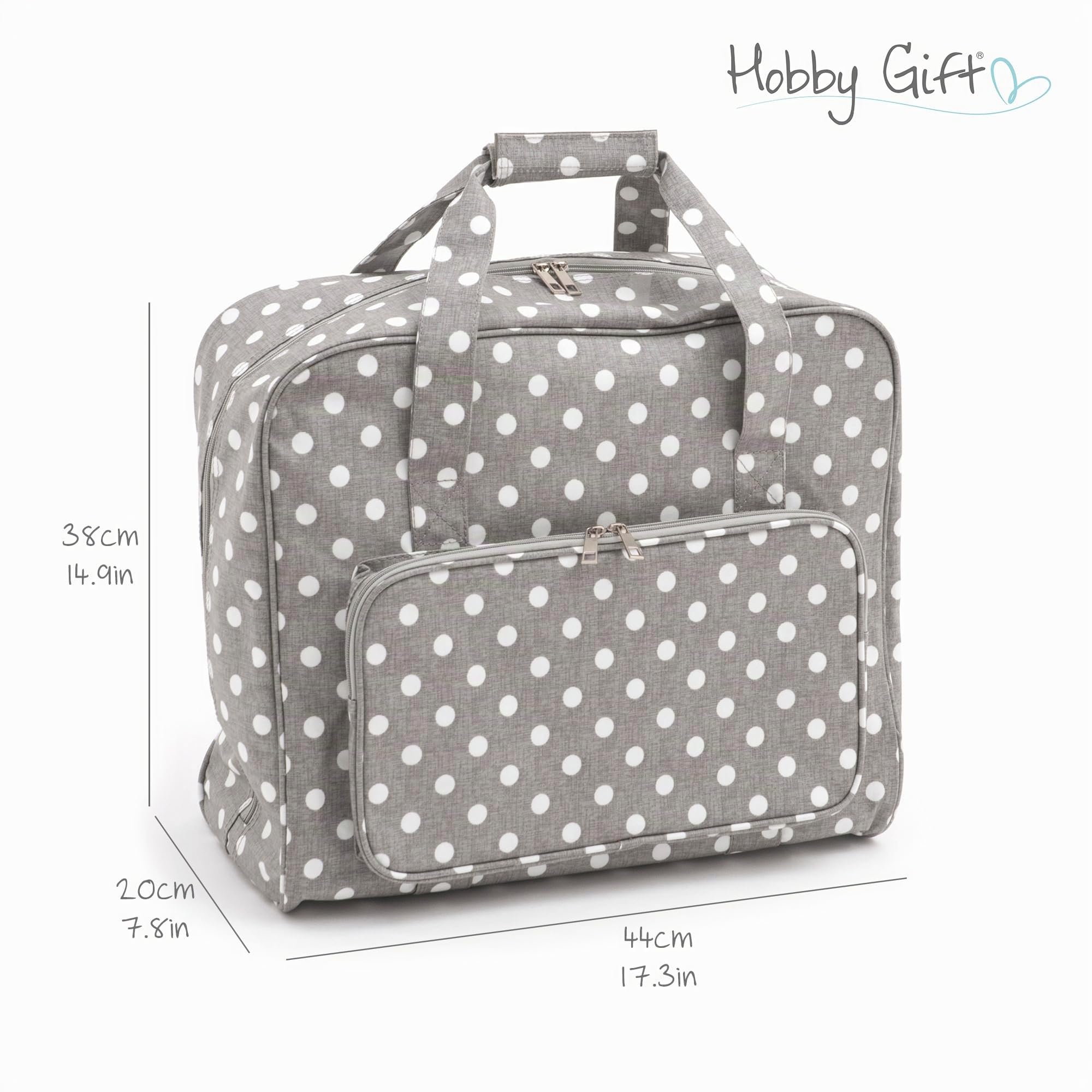 Hobby Gift MR4660 8 Value Collection: Nähmaschine Beutel: Matt PVC: Grau Leinen, Baumwolle, Grey Polka Dot, 20 x 43 x 37 cm