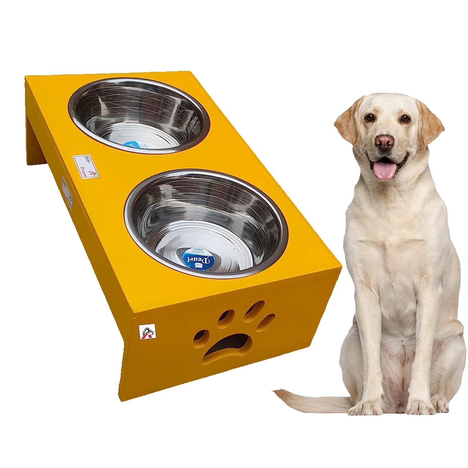 TAWOODENSTORE Panja Design Wooden Dog Feeder with Two Removable Bowls and an Elevated Pet Feeding Station That is Non-Slip and Durable for Medium and Large Dogs with a Natural Wood Finish (Yellow) (B0DD4DWGBJ) Amazon Price History, Amazon Price Tracker