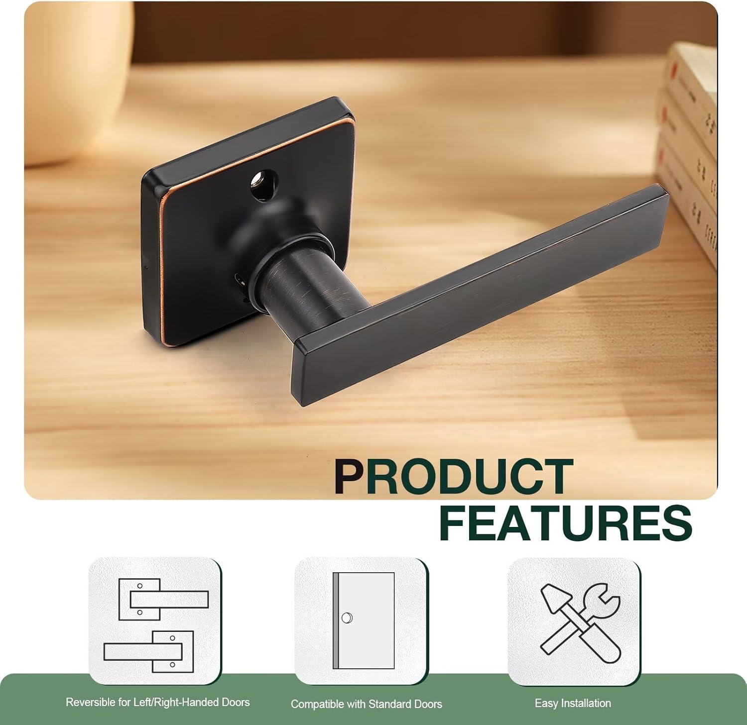 GOBEKOR 6 Pack Oil Rubbed Bronze Door Handle Single Dummy Door Handles Bronze Keyless Half Dummy Door Levers Interior Lever Door Handle for Closets Square Door Knobs