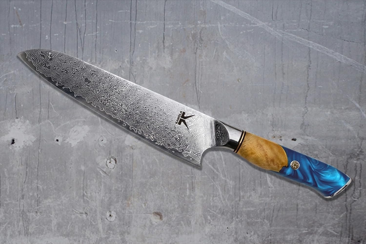 KAWOLA Damast Küchenmesser Santoku Kochmesser 21cm I Küchenmesser Damaststahl I Santoku Messer Damast I Damaststahlmesser Geschenkbox | japanisches Kochmesser