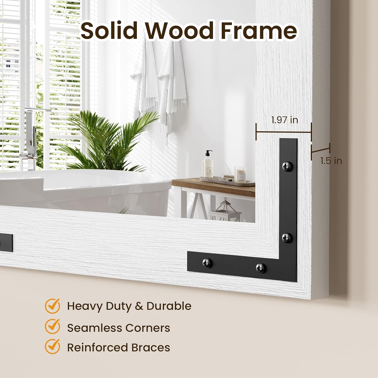Farmhouse Bathroom Mirror, 20"x28" Rustic Wood Framed Wall Mounted Mirror,Rustic Style Vintage Vanity Mirror，White