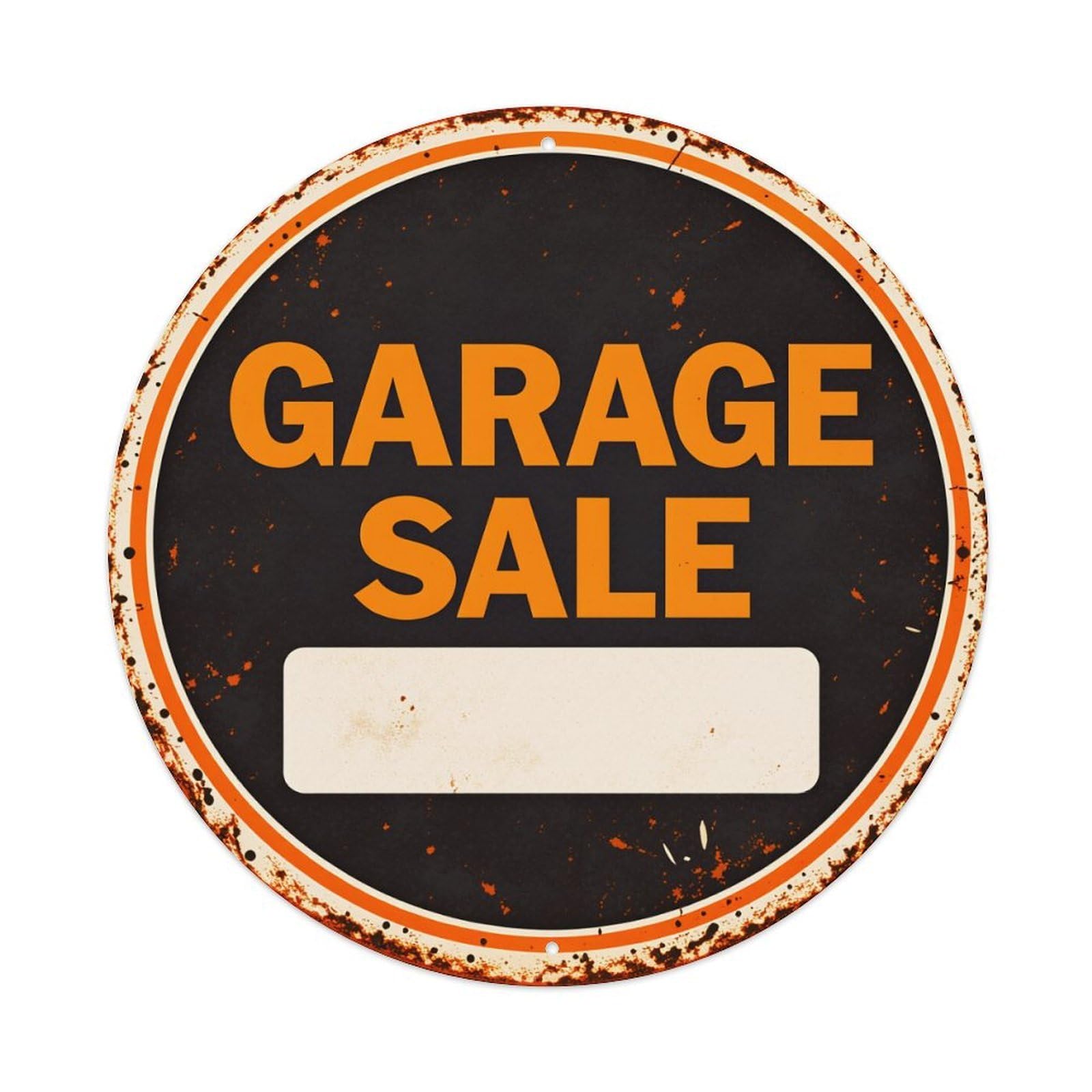 Garage Sale Sign Pattern Round Tin Sign Vintage Style Metal Sign Home Bar Garden Wall Plaque Decor Metal Poster 8x8 Inch