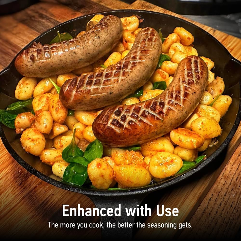 TEXAS CLUB Cast Iron Pan 20 cm - Ideal Frying Pan Induction Frying Pan Cast Iron Grill Pan Cast Iron Pan Cast Iron Pan Steak Pan Grill Pan Cast Iron Grill Pan for Pancakes Omelets