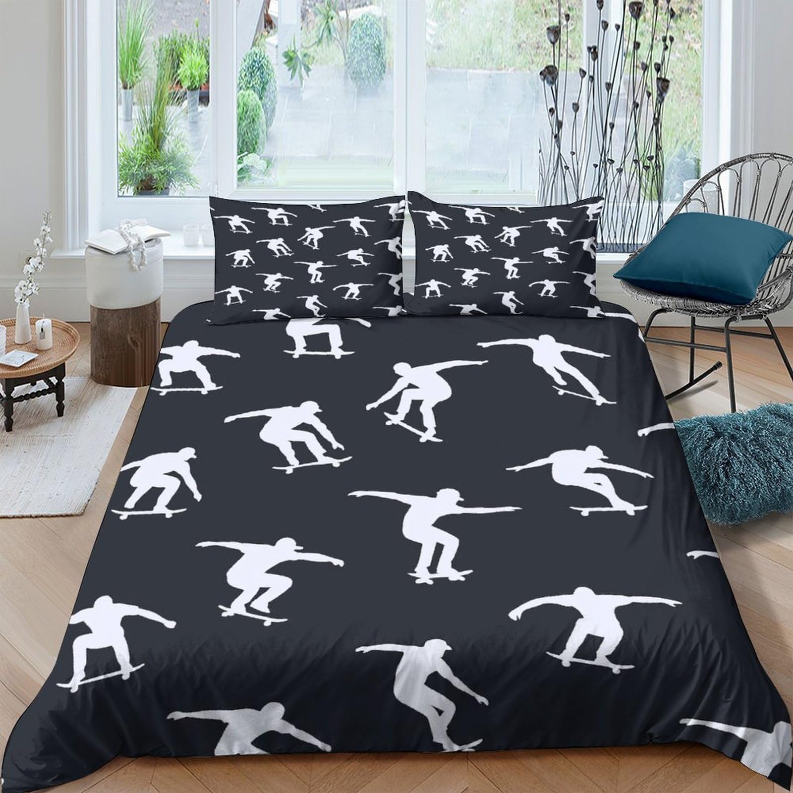 Ctjqhvkz Style-1 3D Printed Surfer Silhouette Fitted Sheet Microfiber Black Bed Cover Slip-Resistant Washable For Bedroom Guest Room Decor Single（135X200cm）