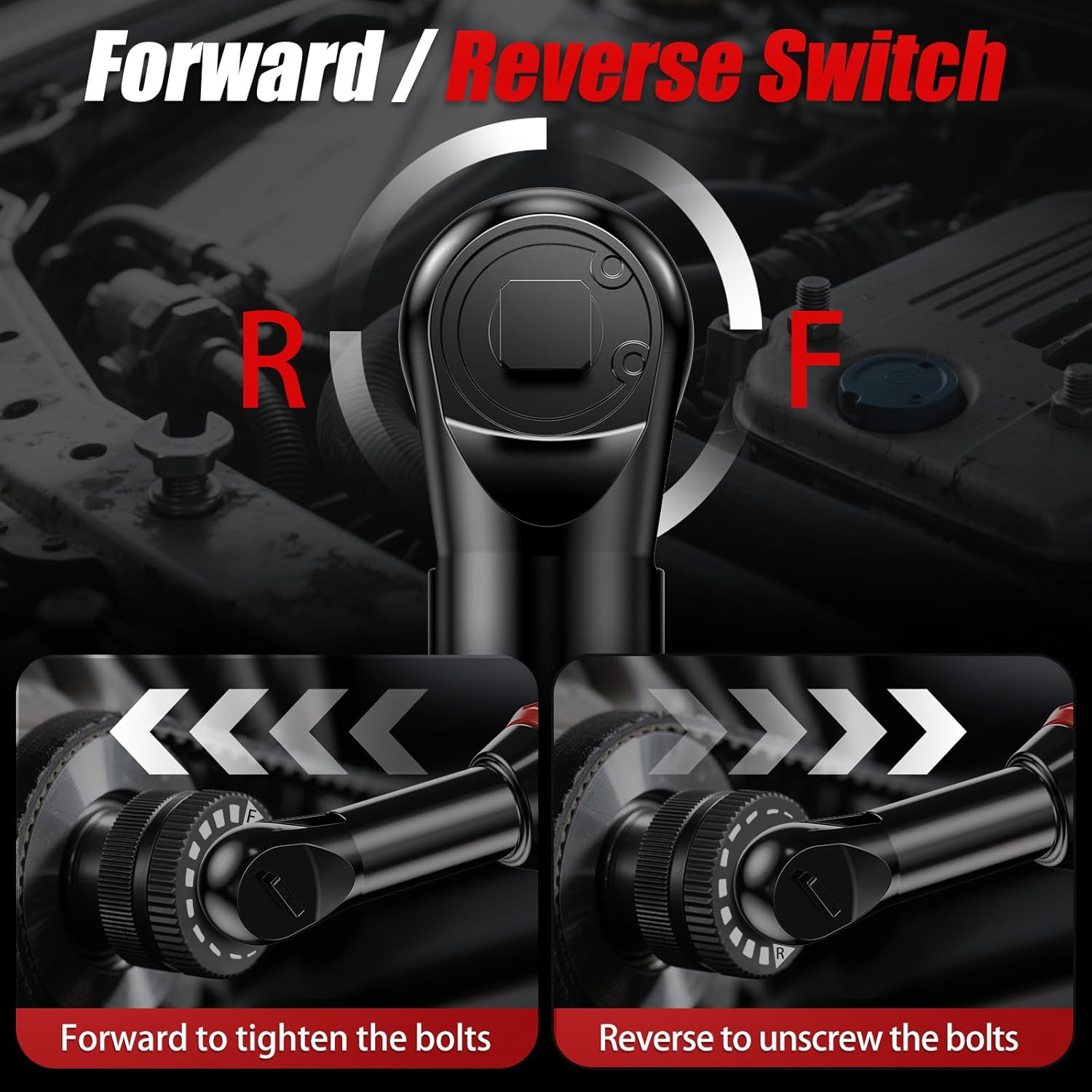 21V Electric Ratchet Wrench Set,60FT-LBS (80N.m) Extended Cordless Ratchet Wrench with 2x 2.0Ah Battery,3/8" 400 RPM Variable Speed Power Ratchet Driver Set with 7 Sockets,1/4 Adaptor, 3"Extension Bar