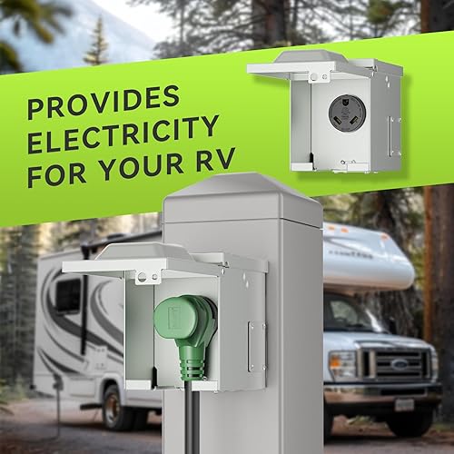 Vista 21 de RVMATE Caja de toma de corriente RV de 50 amperios 125/250V, panel de alimentación cerrado con cerradura impermeable, receptáculo NEMA 14-50R, Negro