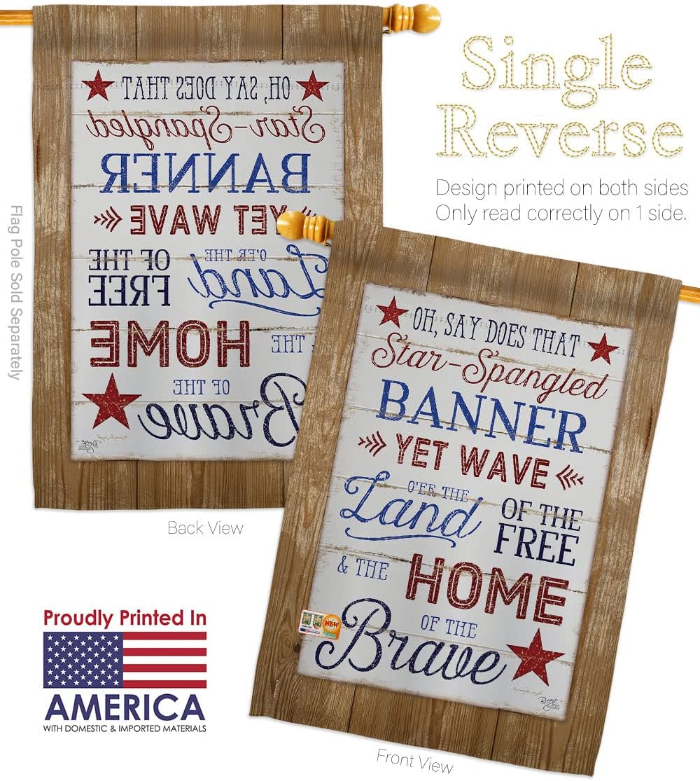 Star Spangled Pride House Flag Dowel Set Americana and Stripes Patriotism Independence Memorial United State American Small Decorative Gift Yard Banner Made In USA 28 X 40
