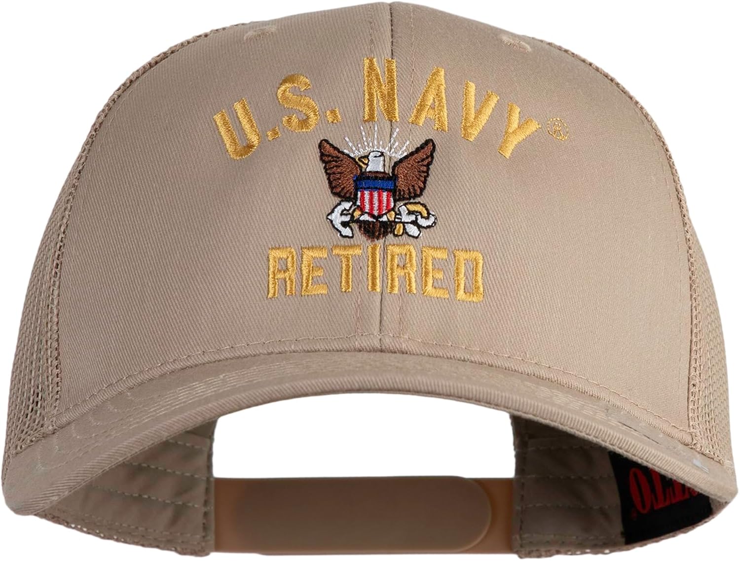 e4Hats.com US Navy Retired Military Embroidered Solid Cotton Twill Mesh Prostyle Cap