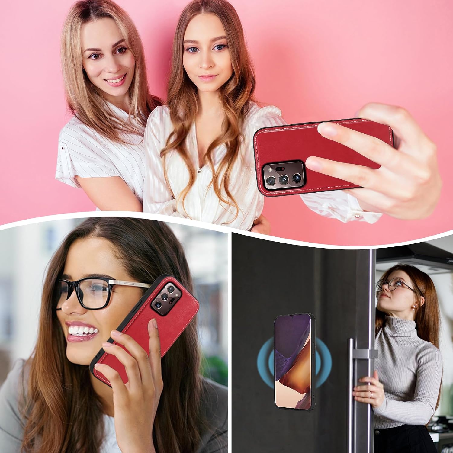 Phone Case for Samsung Galaxy Note 20 Ultra 5G Zipper Wallet Cell Cover with Screen Protector Wrist Strap Flower Card Holder Slot Note20 Plus Notes 20Ultra Note20+ U + 20+ Twenty Not S20 Women Men Red