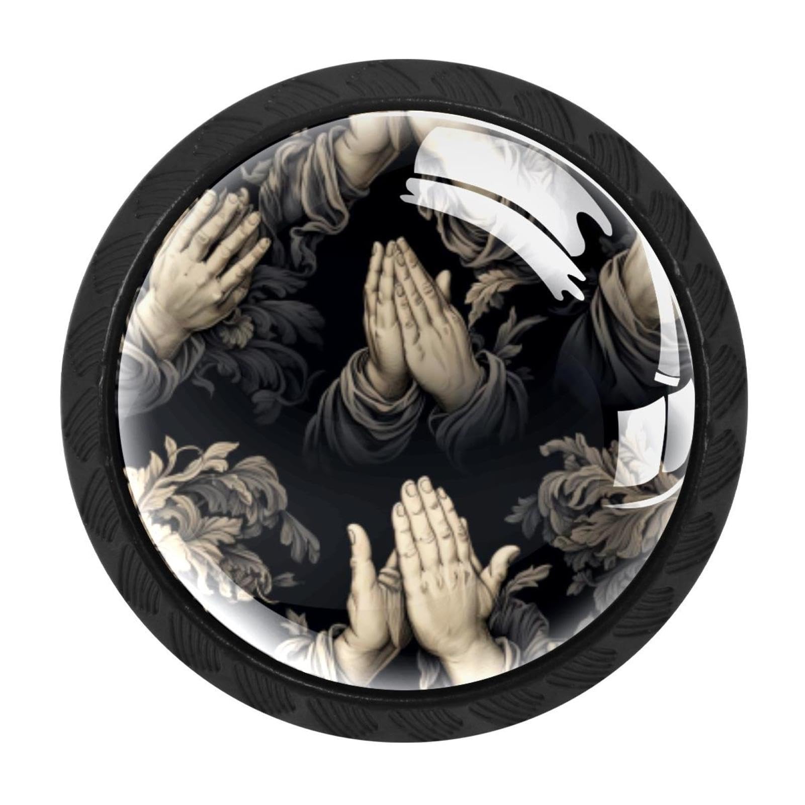 CHENZZZZ 4 Pieces Kitchen Cabinet Drawer Dresser Door Knobs Pulls Handles, Praying Hands