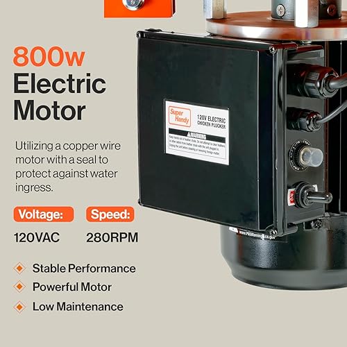 Miniatura 5 de SuperHandy Chicken Plucker 1HP 120VAC - Máquina eléctrica de procesamiento de aves de corral de acero inoxidable con 92 dedos suaves, tambor de 20