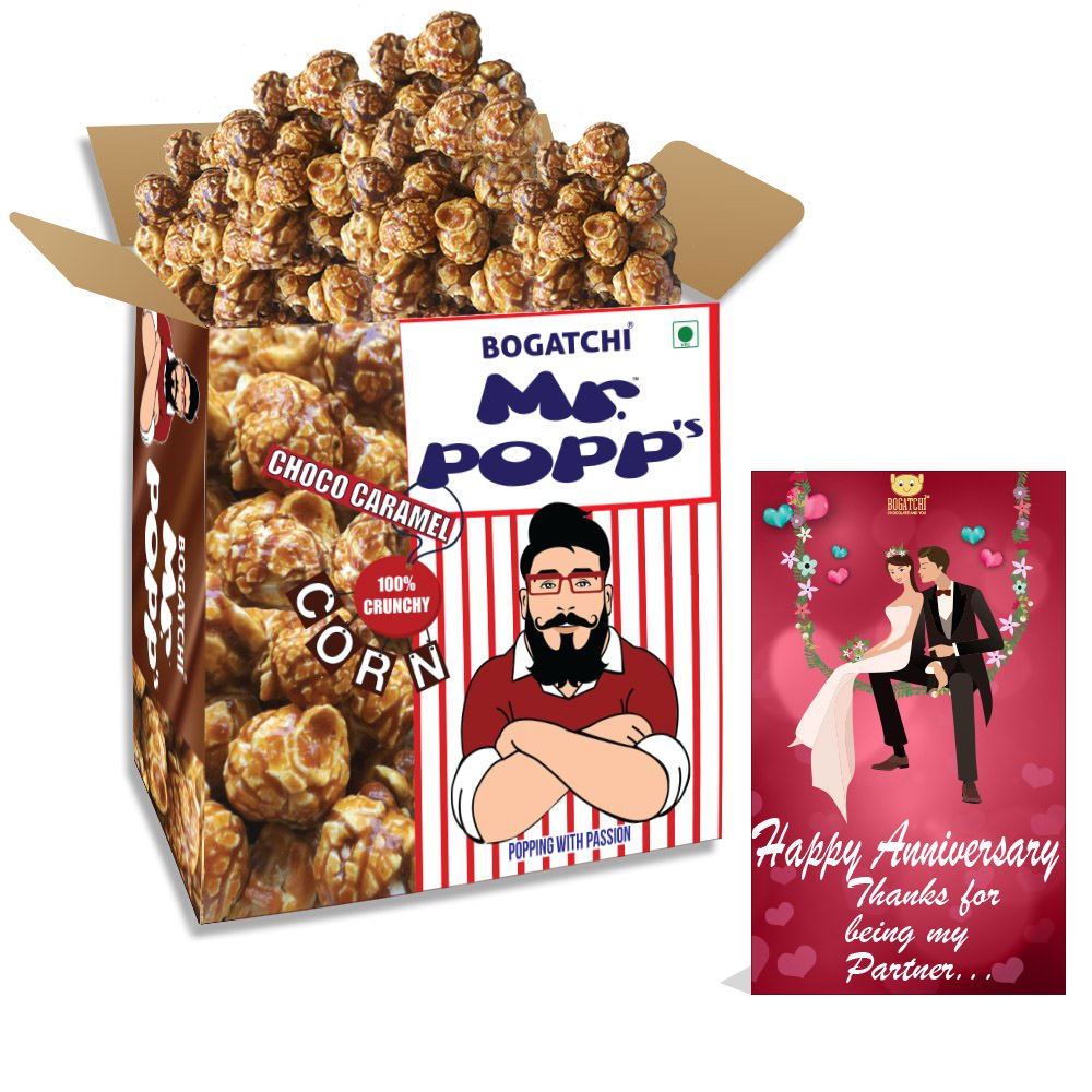 BOGATCHI Mr.POPP's Dark Chocolate Popcorn, 100% Crunchy Mushroom Popped Kernels, Handcrafted Gourmet Popcorn, Best Anniversary Gift for Husband, 375g + Free Happy Anniversary Greeting Card-picture-20