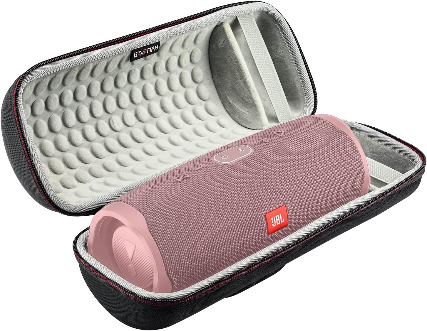 JBL Charge 4 Portable Waterproof Wireless Bluetooth Speaker Bundle with Boomph Portable Hard Carrying Protective Case - Pink