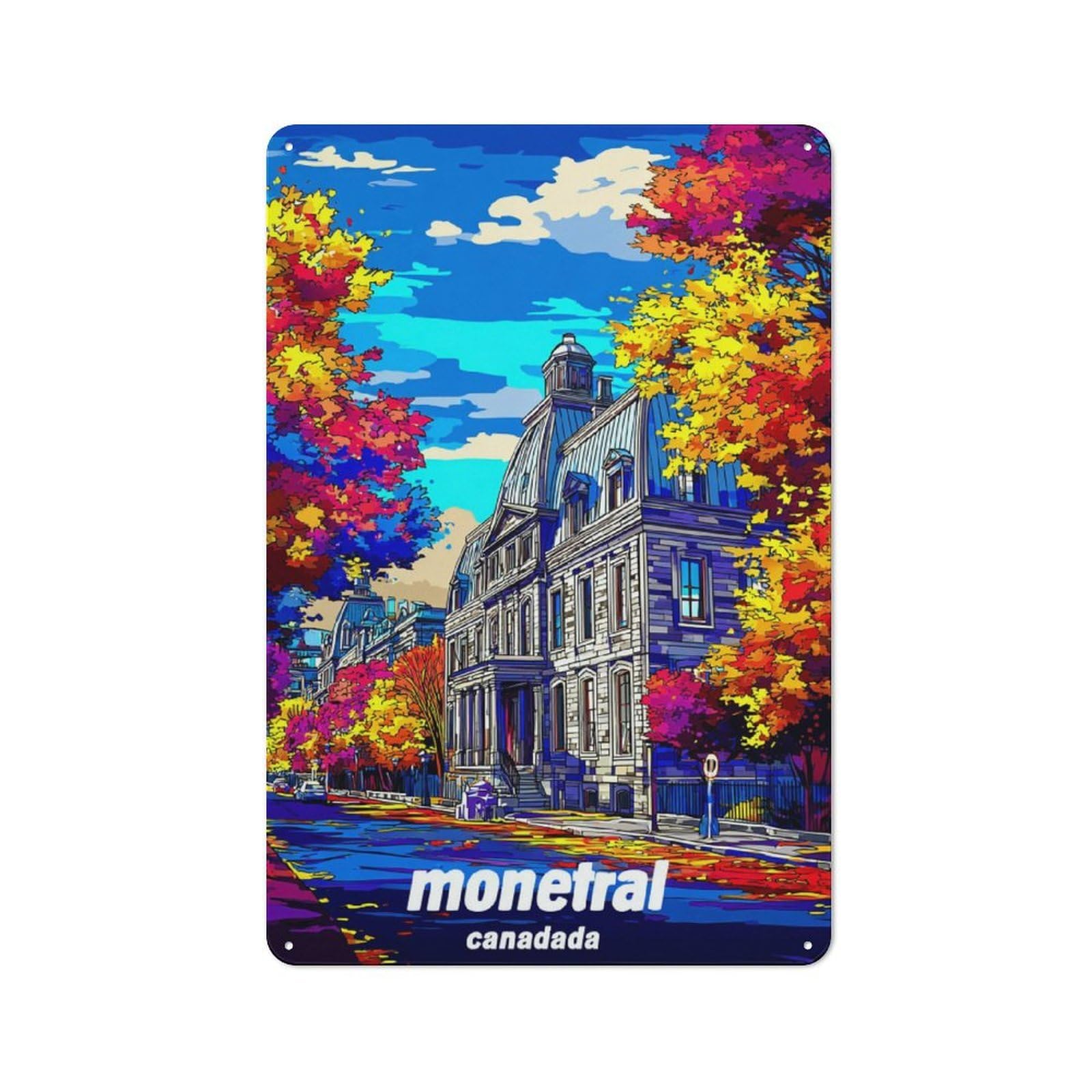 Junmoney Monetral Canada Autumn Splendor Old Style Metal Wall Decor 30X20cm, Decorative Tin Plaque For Cafe, Pub, Workshop Or Home Bar