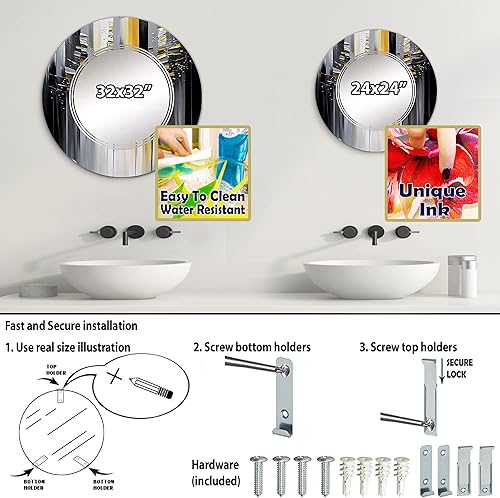 Miniatura 4 de Abstract Geometric Black and Yellow I- Vanity Mirror, Bathroom Mirrors, Wall Mirrors for Living Room, Bedroom - Oval Mirror - Large 20'x30', 24'x36'