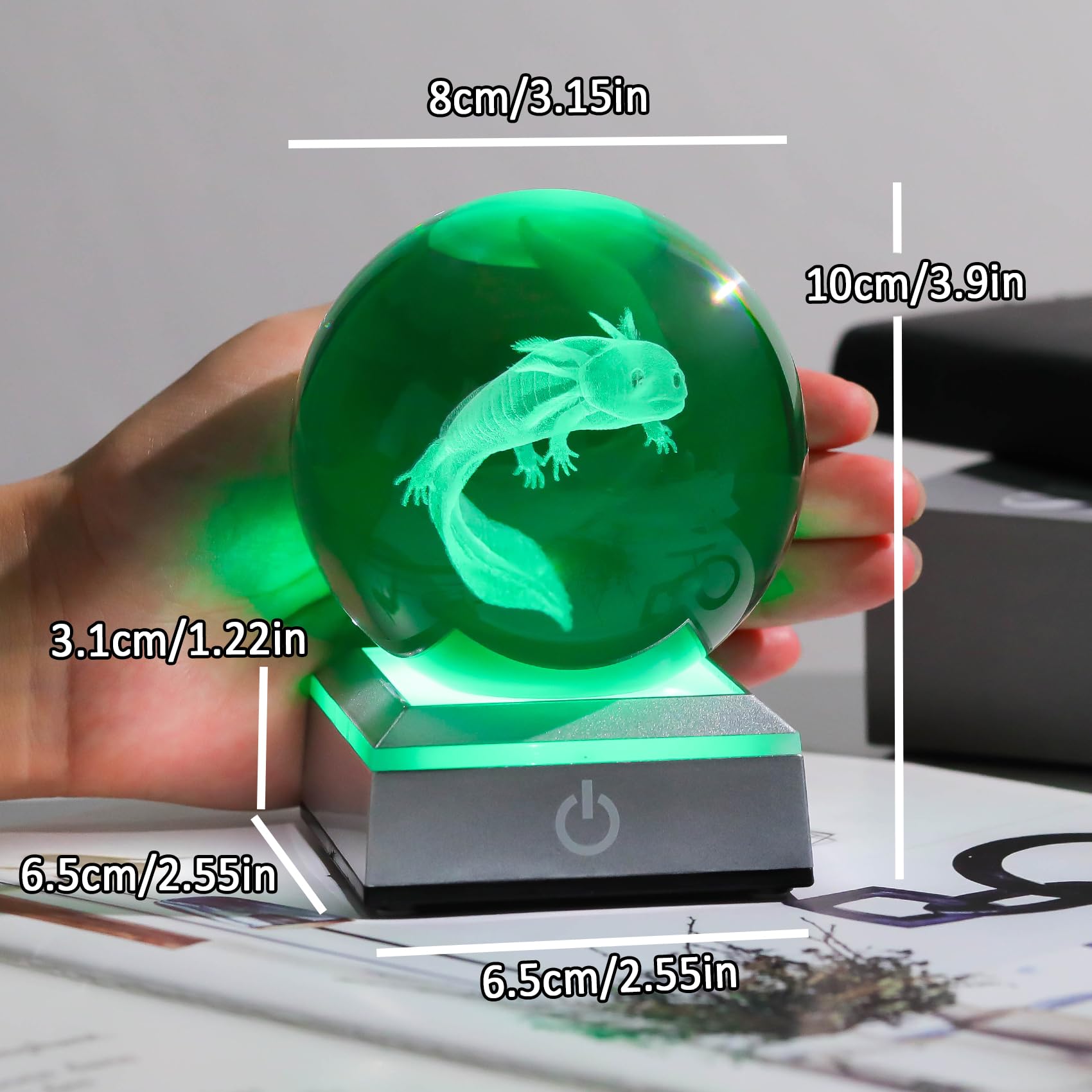 Amazon.co.jp: Ornalrist 3D Axolotl クリスタルボール LEDベース付き