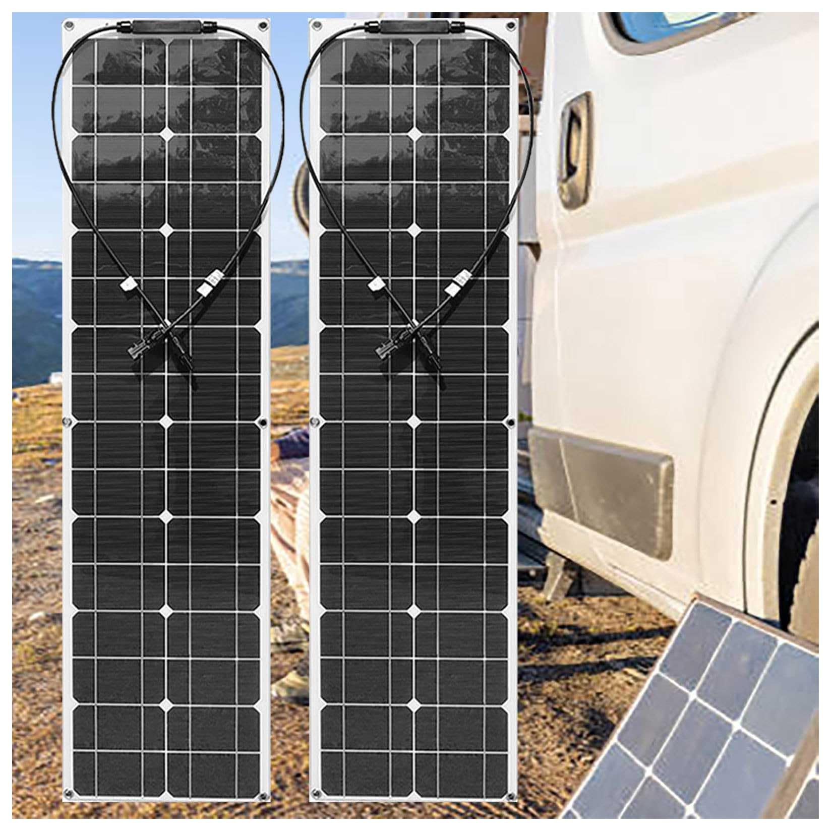 MLQUC Solar Panels Home 600 Watt Monocrystalline Solar Panel Kit Bendable Mono Off-Grid Charger for Rv Tent Roof Boat Cabin Marine Camping,Black/White