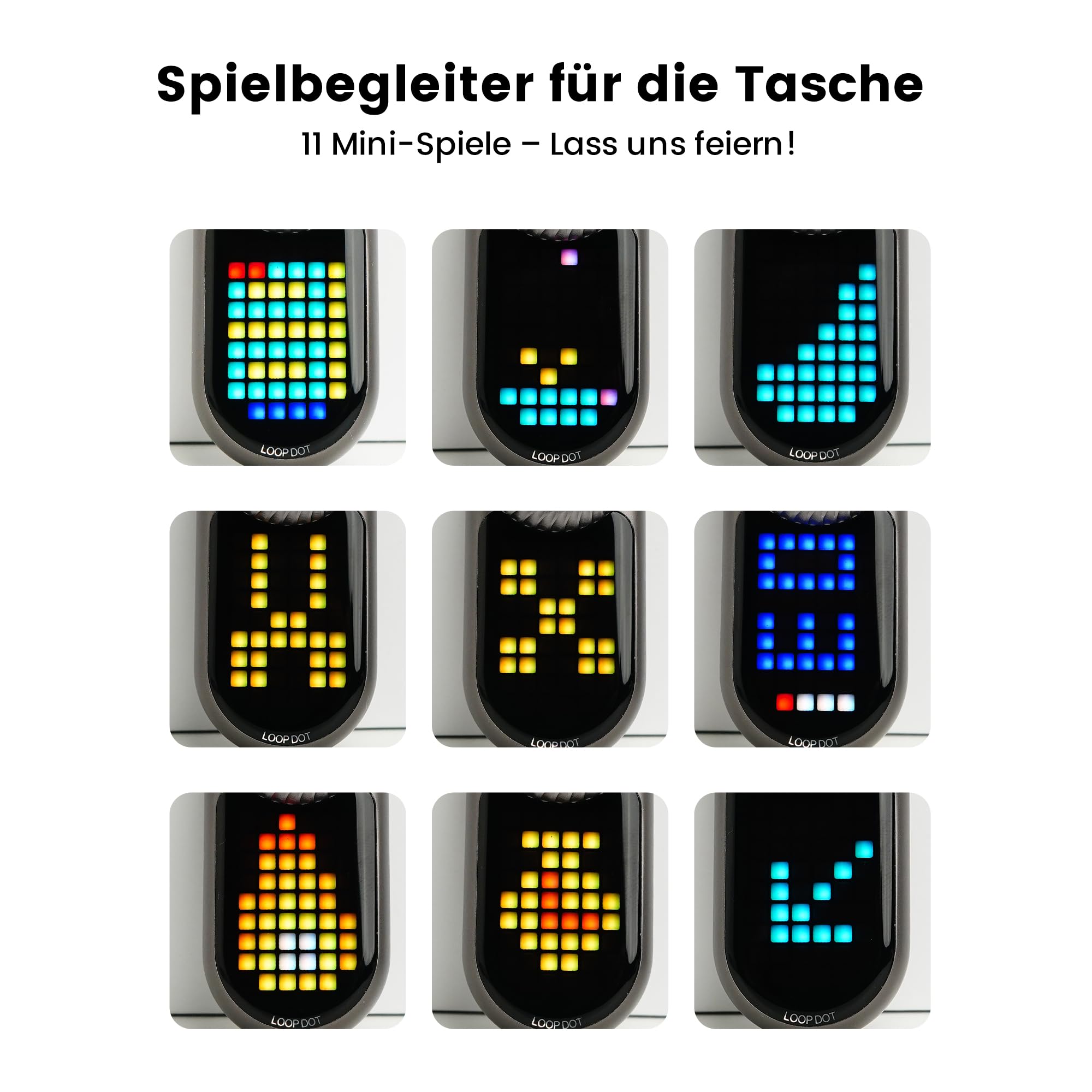 LOOP GEAR LOOPDOT Aufladbare LED Taschenlampe, 400 Lumen Mini Flashlight mit RGB Pixel Display und Interaktiven Spielen. IPX6 Wasserdicht für Outdoor, Camping, Wandern, Partys (Grün)