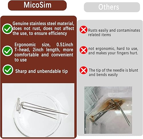 Miniatura 4 de MicoSim 100 pines en T, pasadores en T de 2 pulgadas de largo para coser ganchillo y bloquear, pelucas rectas de acero inoxidable para cabeza de