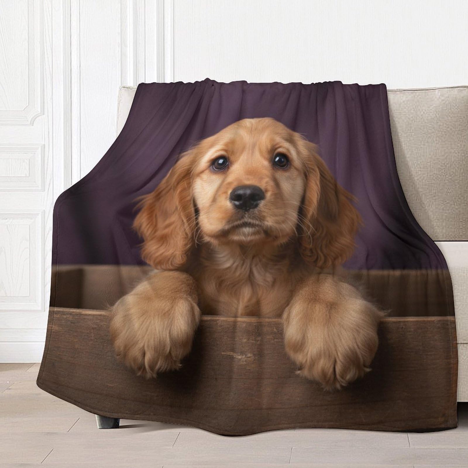 AuHomea Cocker Spaniel Puppy Throw Blanket Gifts for Girls Soft Fleece Blanket Birthday for Girls Toddler Blanket for Couch Bed, 60"x80"