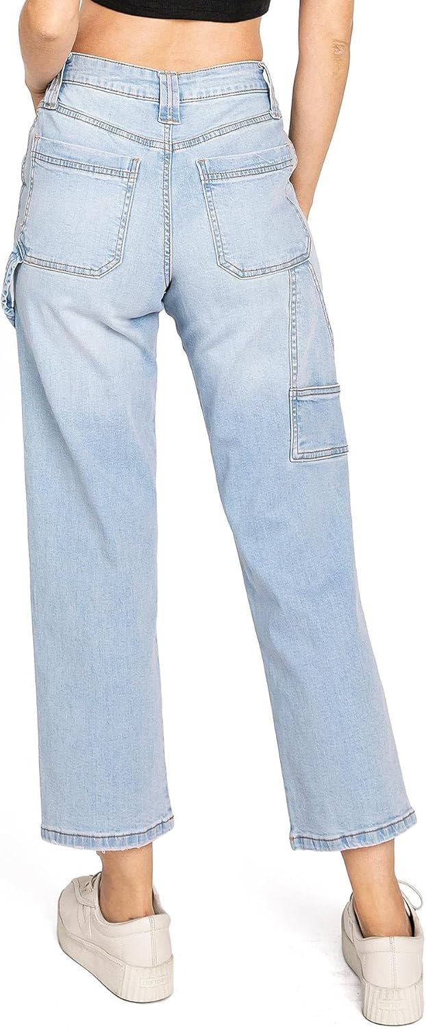 Celebrity Pink Womens Juniors High Rise Crop Straight Leg Carpenter Jeans - Image 2