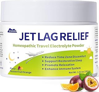 Jet Relief Lag Powder (100g) - Natural Flight Recovery with Electrolytes & Plant-Based Extracts - Supports Focus, Sleep Rhythm & Fatigue Relief - Long Flight Must Haves