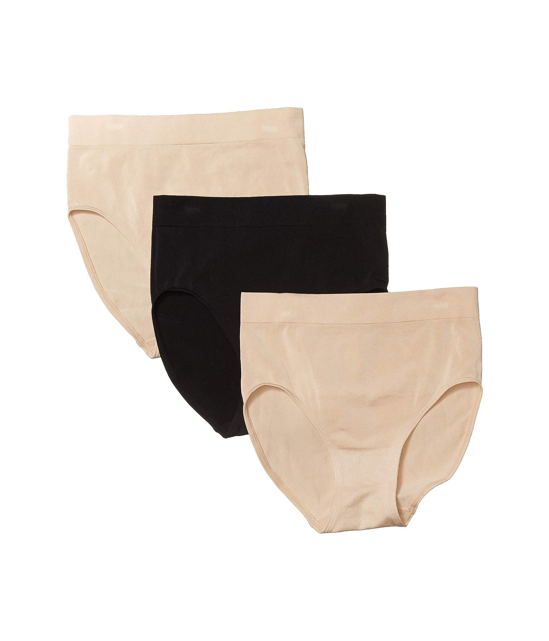 Wacoal Women's B Smooth Brief Panty 3 Pack, Sand, Sand, Black, S