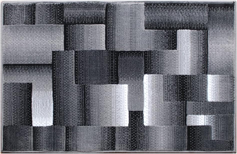 Masada Rugs, Modern Contemporary Area Rug, Grey (2 Feet X 3 Feet) Mat