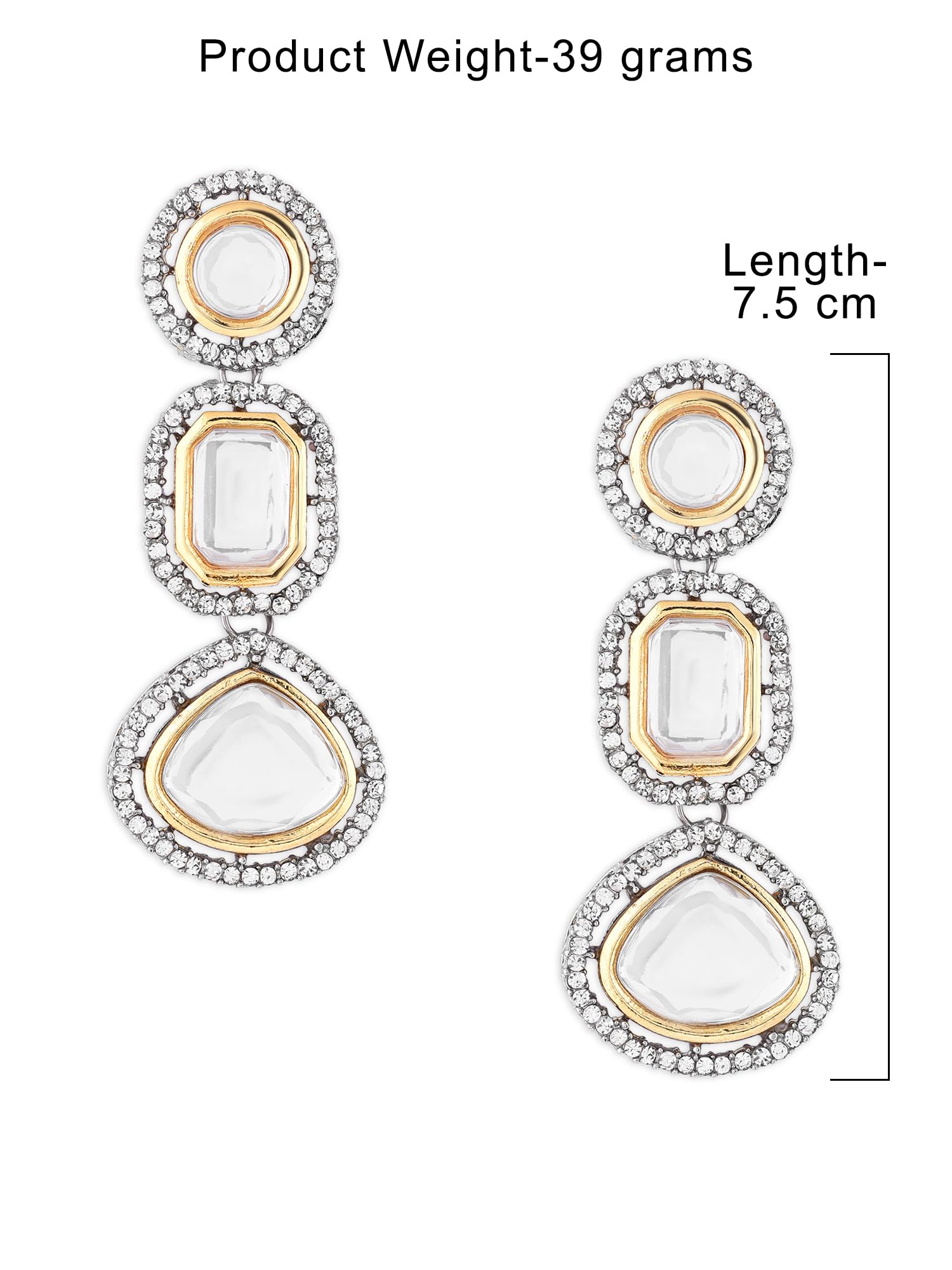 Two Tone Stones & Austrian Diamonds Dangle Earring - ZPFK16497