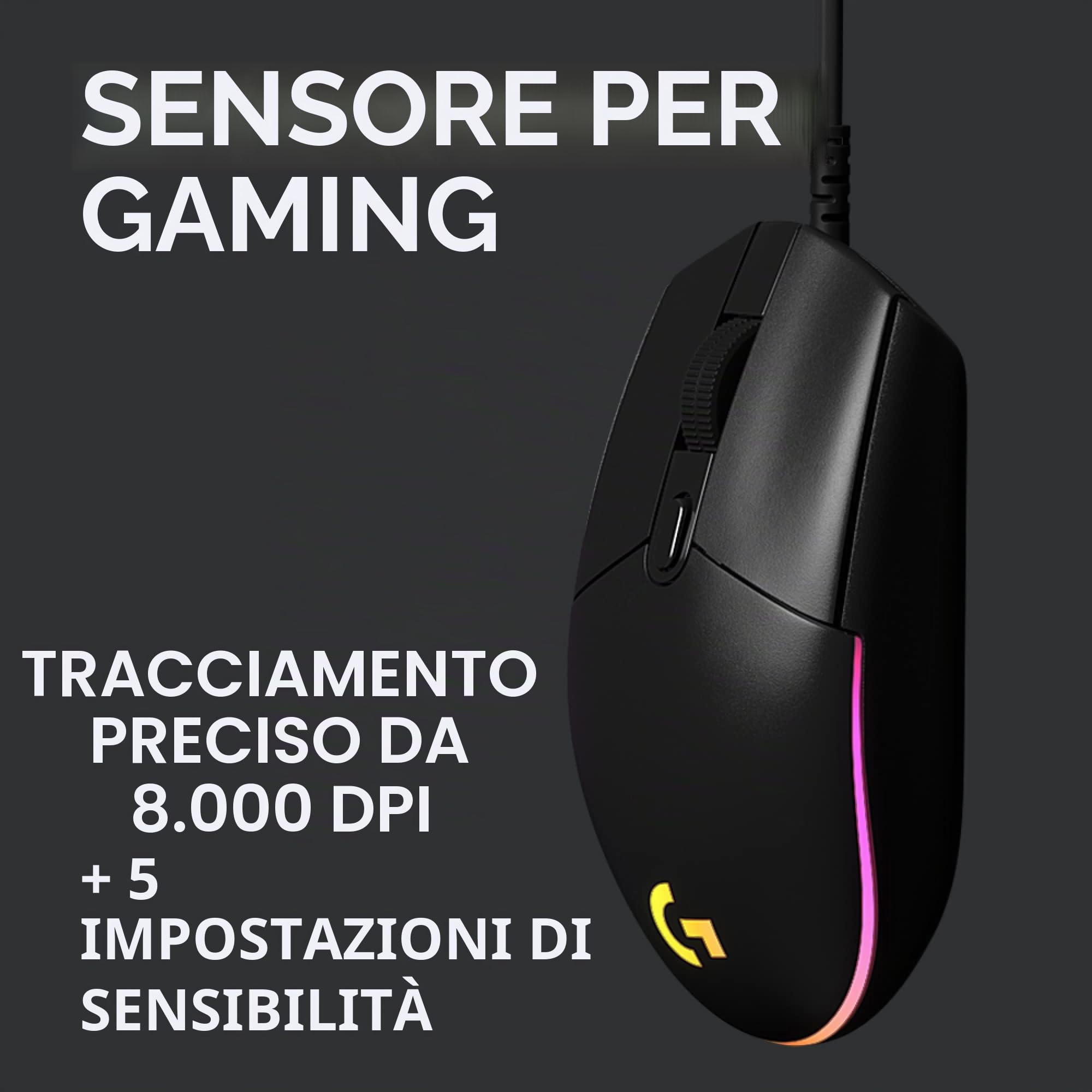 Logitech G PRO TKL Tastiera Gaming Meccanica, GX Blue Clicky Switch, LIGHTSYNC RGB & G203 LIGHTSYNC Mouse Gaming con Illuminazione RGB, Personalizzabile, 6 Pulsanti
