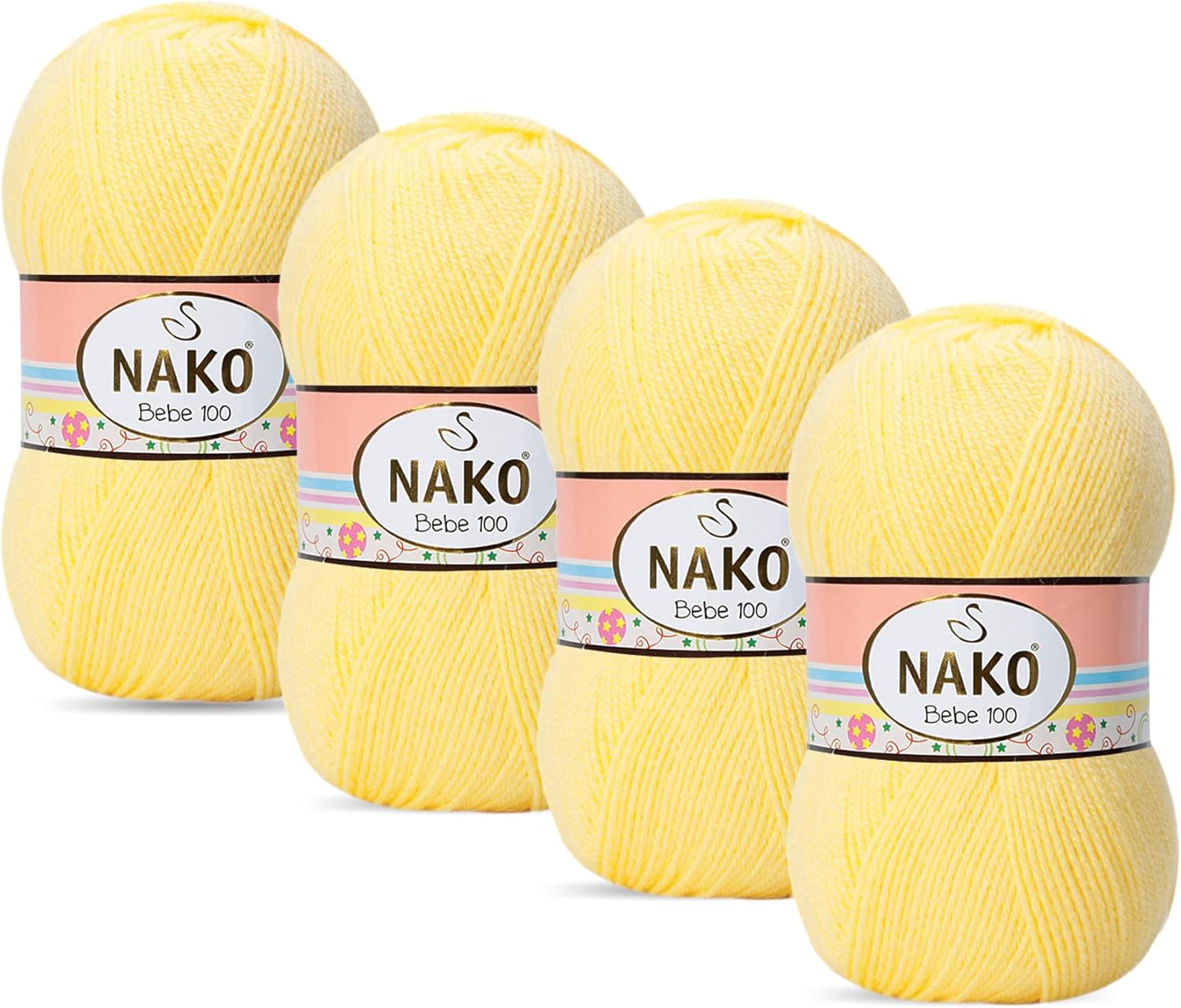 Nako Bebe 100,Baby Knitting Yarn,(4Balls) Each Skein(Ball) 3.53 Oz (100g),You Can Use it Safely in All Kinds of Baby Knitting (Ecru 99064)
