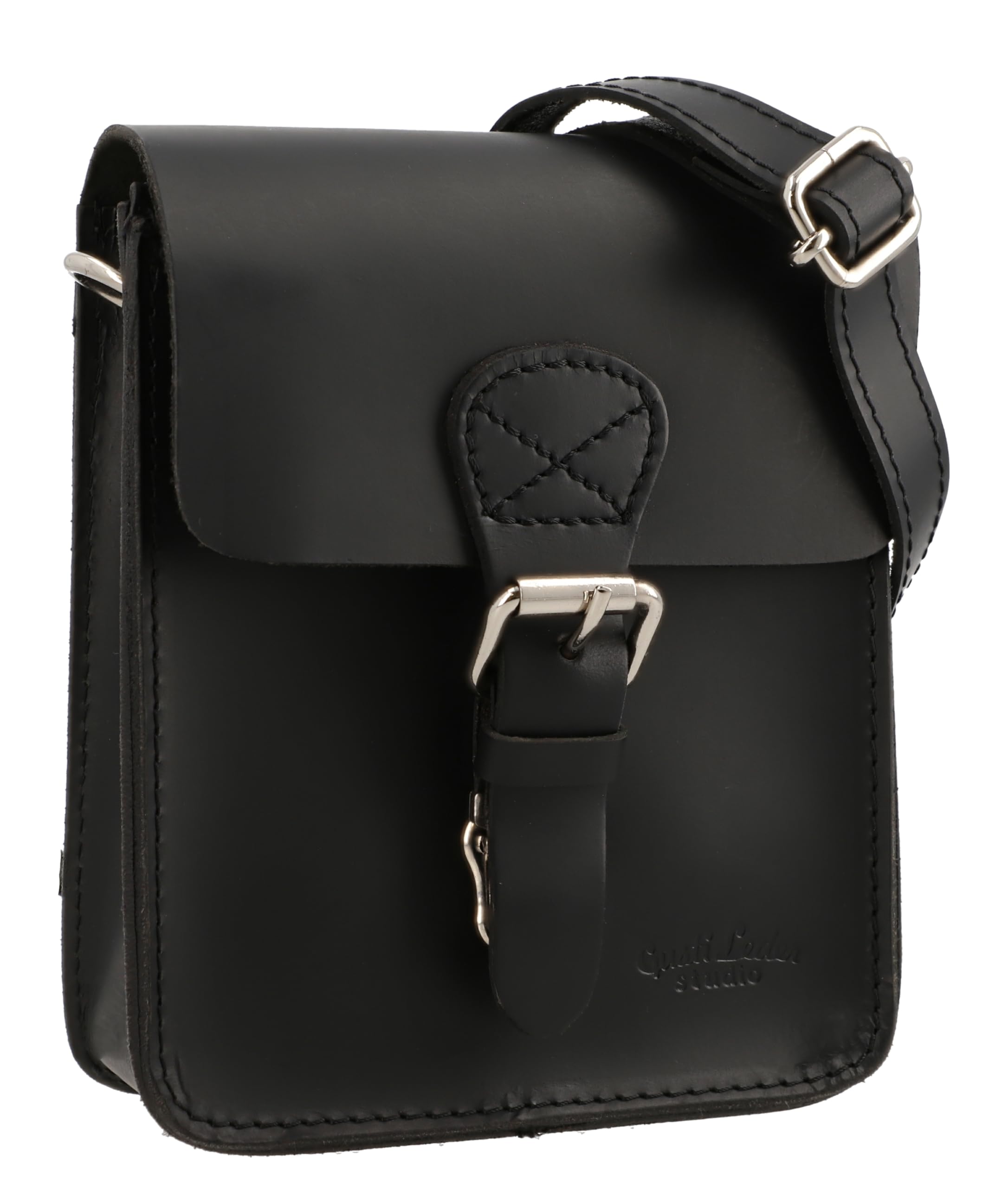 Gusti Sacoche Guidon Cuir - Cadel E. Sacoche de vélo Sac à bandoulière de Ceinture Vintage Cuir Noir