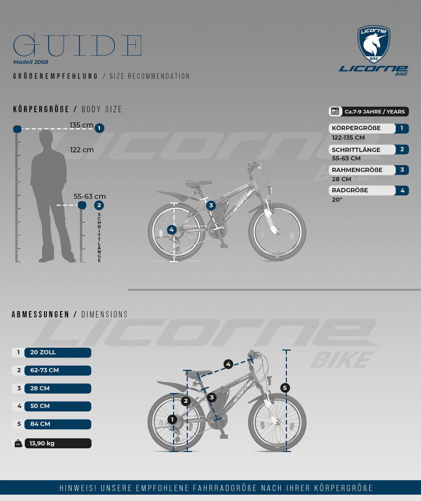 Licorne Bike Guide Premium Mountain Bike en bicicleta de 20, 24, 26, 27,5 y 29 pulgadas para niñas, niños, hombres y mujeres