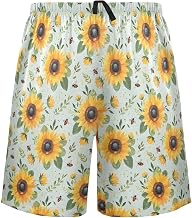 ALAZA Sunflower Bee Pattern Men's Sleepwear Shorts Pajama Bottom Lounge Short,S
