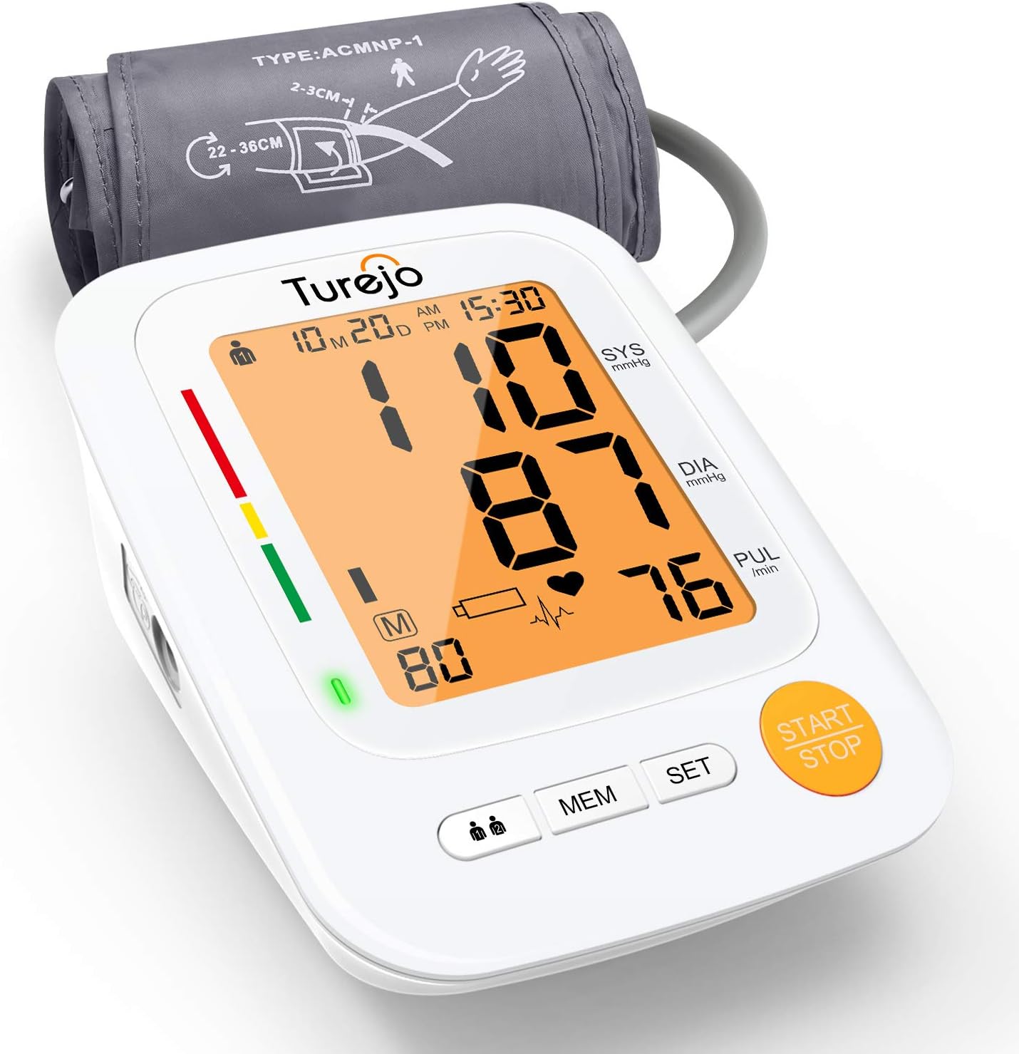 Blood Pressure Monitor for Upper Arm - Turejo Accurate Digital Automatic BP Monitor for Home Use with Large Display and Portable Cuff, Monitoring high blood pressure and Irregular Heartbeat