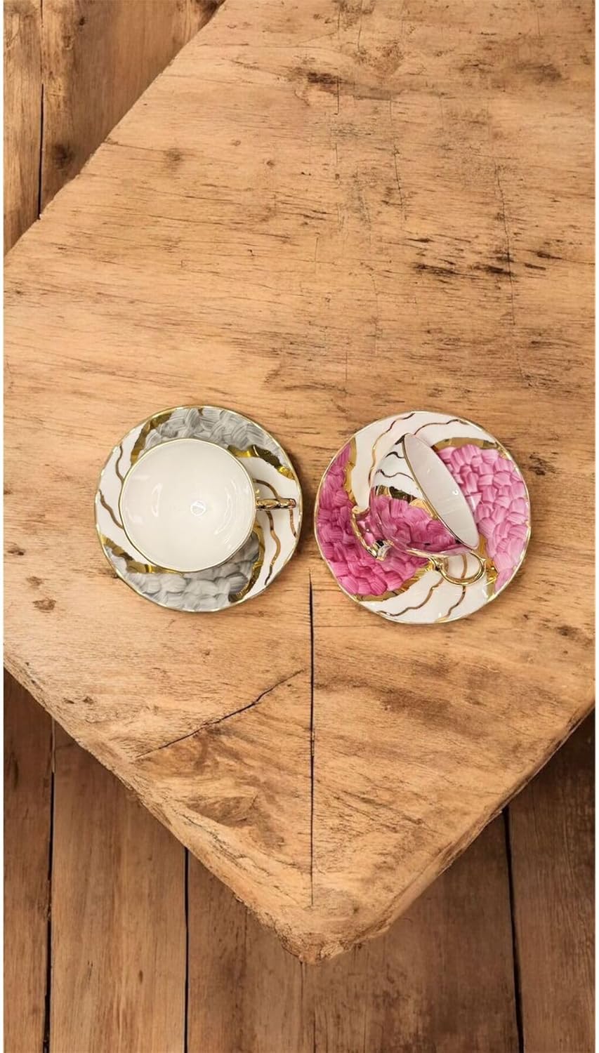 SODEF Coffee Cup Set, Porcelain, 2-Piece, 100ml, Modern Design, Multicolor, Turkish Made, appropriate for Home, Office, and Special Occasions - Multicolor, One Size