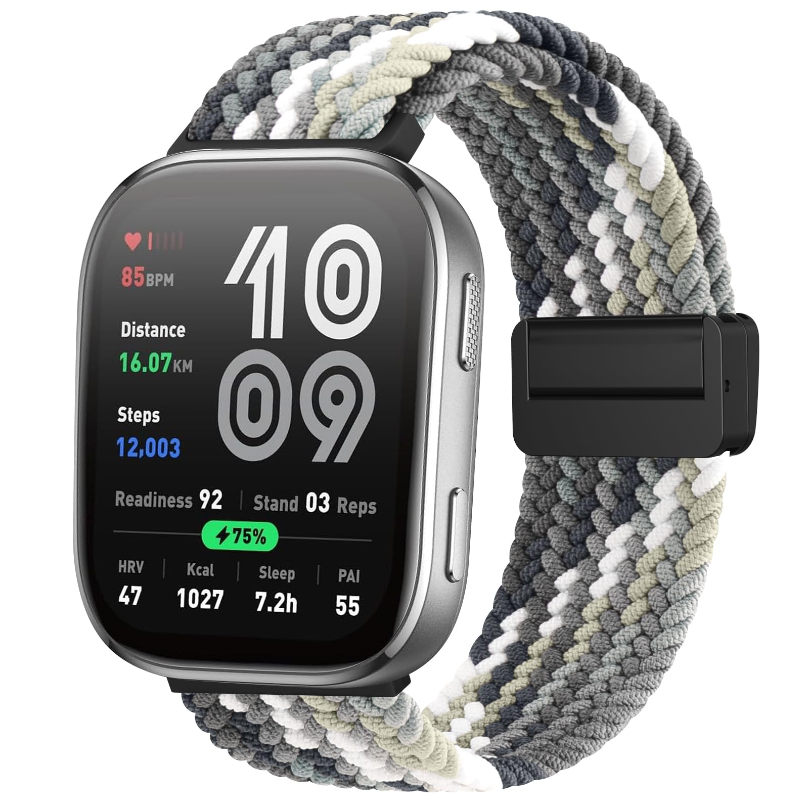AK Magnetic Braided Strap for Amazfit Bip 6 / Bip 5 Smart Watch Band, Amazfit GTR 4 Bands, 22mm Soft Nylon Sport WristBand Compatible with Amazfit Bip 6 / Bip 5 / GTR 4 Women Men-image-11