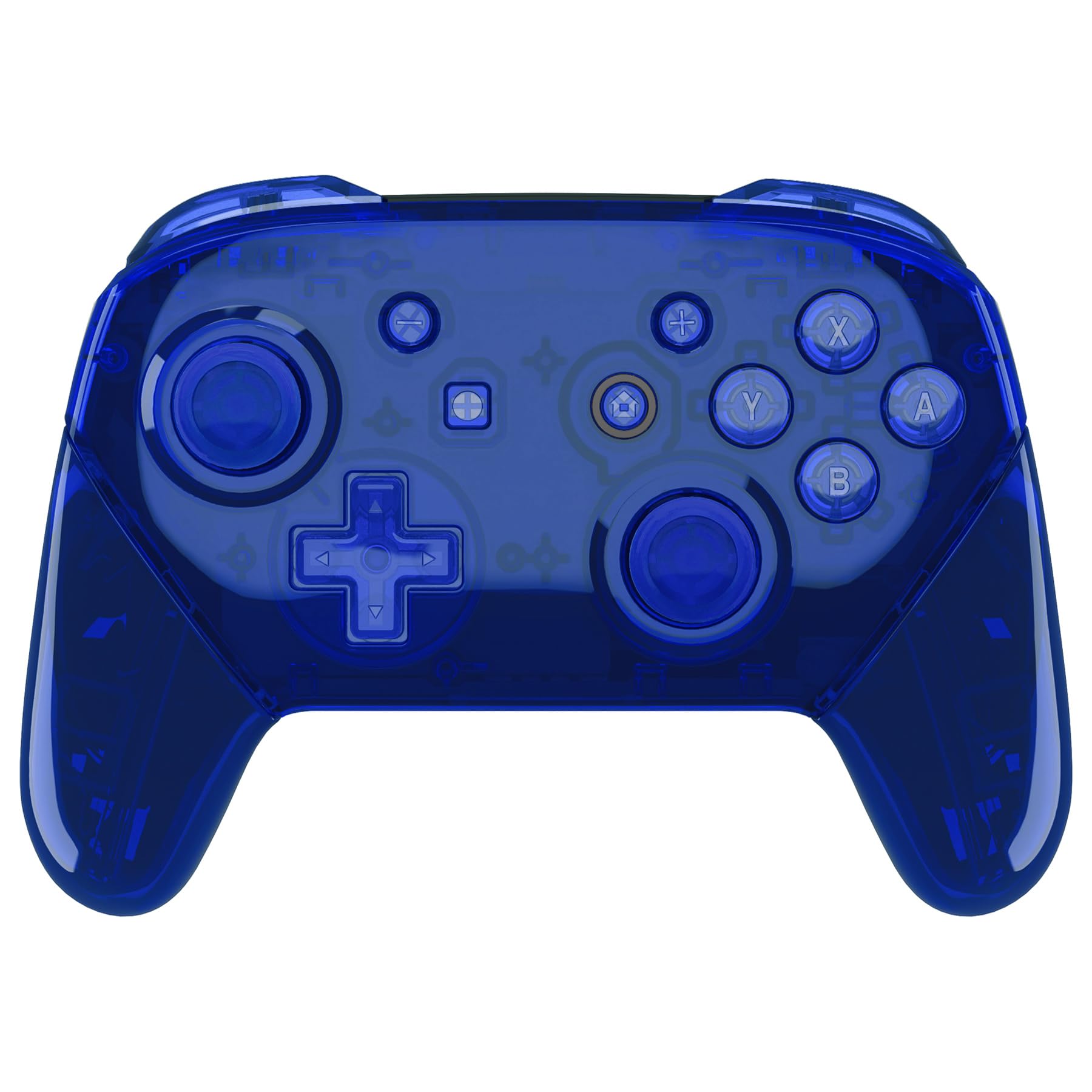 eXtremeRate Cover Custodia Grip Impugnature Guscio Case Scocca Ricambio per Nintendo Switch Pro Controller Joystick,Senza Controller-Trasparente Blu