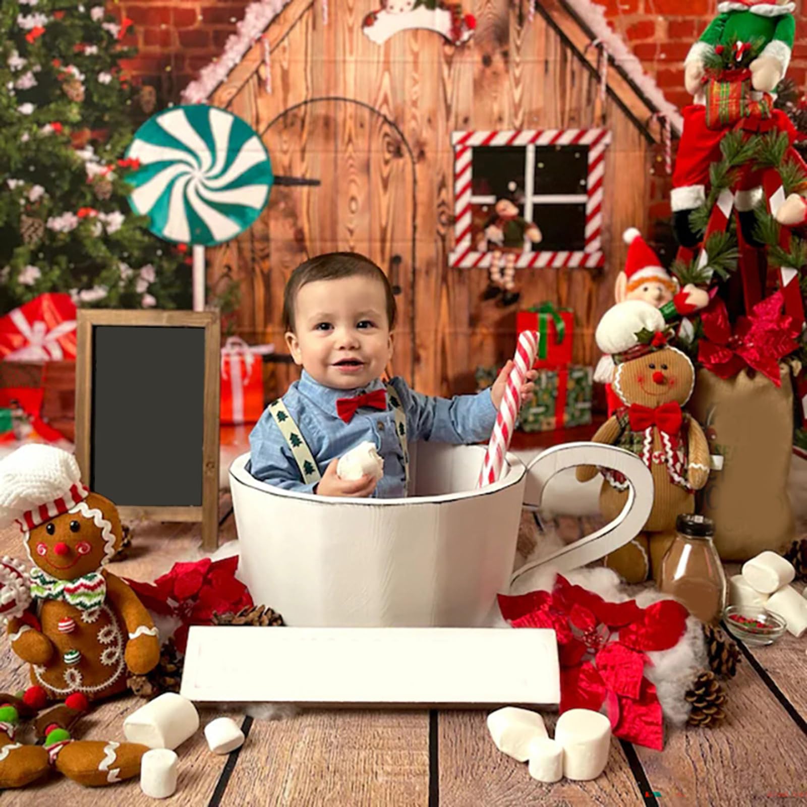 Accessori per fotografia per bambini, in legno, con motivo a tazza per l'acqua, accessorio per neonati