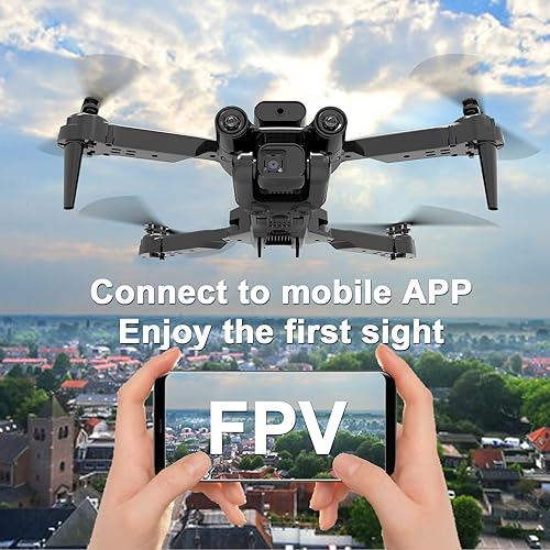 Miniatura 4 de Drones plegables con control remoto de doble cámara para niños. Juguetes voladores de interior fáciles de volar con modo sin cabeza, volador