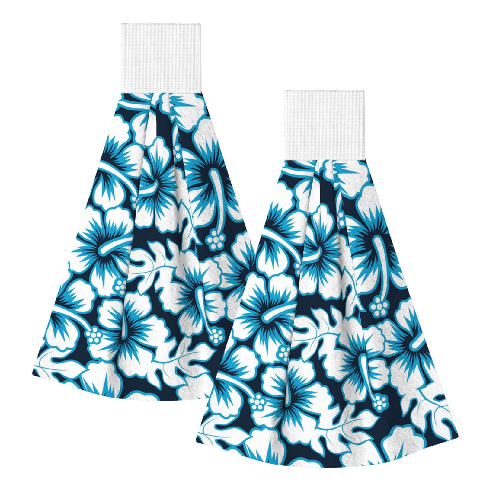 DOPKLNA Floral Hibiscus, 2 Pcs Hanging Coral Fiber Hand Towels for Bathroom, Absorbent Kitchen Towels