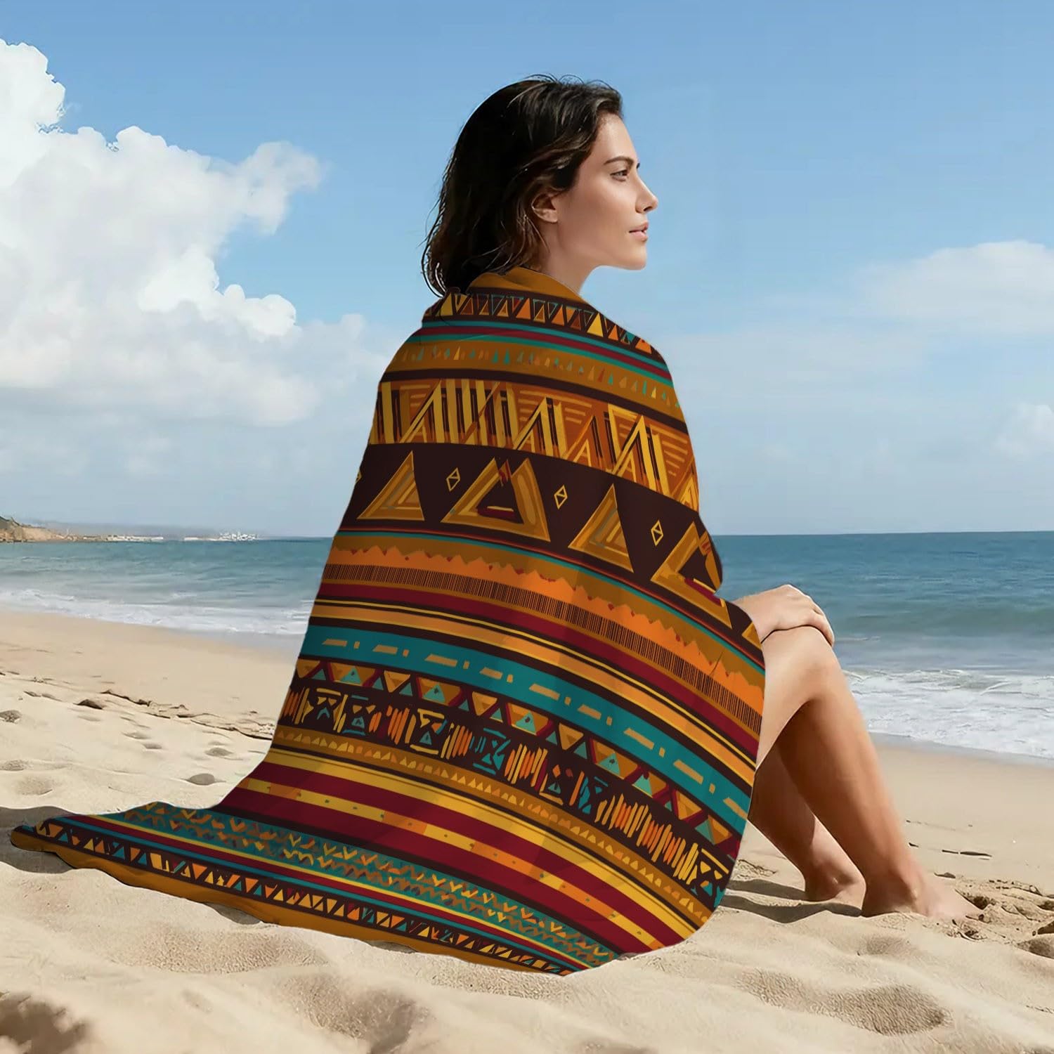 Generisch Ręcznik plażowy, bajeczny, romantyczny – ręcznik kąpielowy, uzdrawiający boho, wilk, łapacz snów, szybkoschnący, ultralekki, bez piasku, miękki ręcznik z mikrofibry, 200 x 150 cm